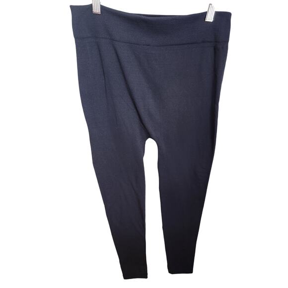 *5 for $25* Sofra NWT One Size Plus Size Navy Fleece Semaless Leggings - Picture 7 of 9